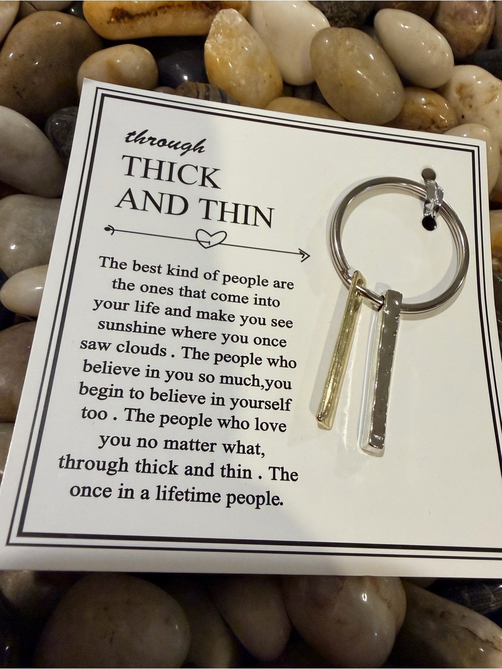 Through Thick and Thin Gold-Tone & Silver-Tone Bar Keyring -